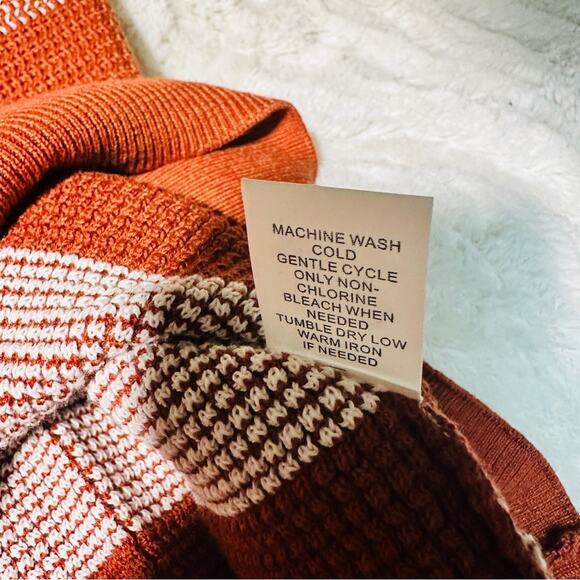 Market & Spruce Size Large Tawnee Cotton Waffle Stitch Sweater Neutral Layering - Picture 15 of 15